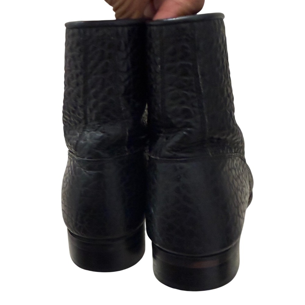 Justin Junior Mens Black Pebble Grain Leather Lace Up Packer Boots 5221 Size 6D - Picture 4 of 6